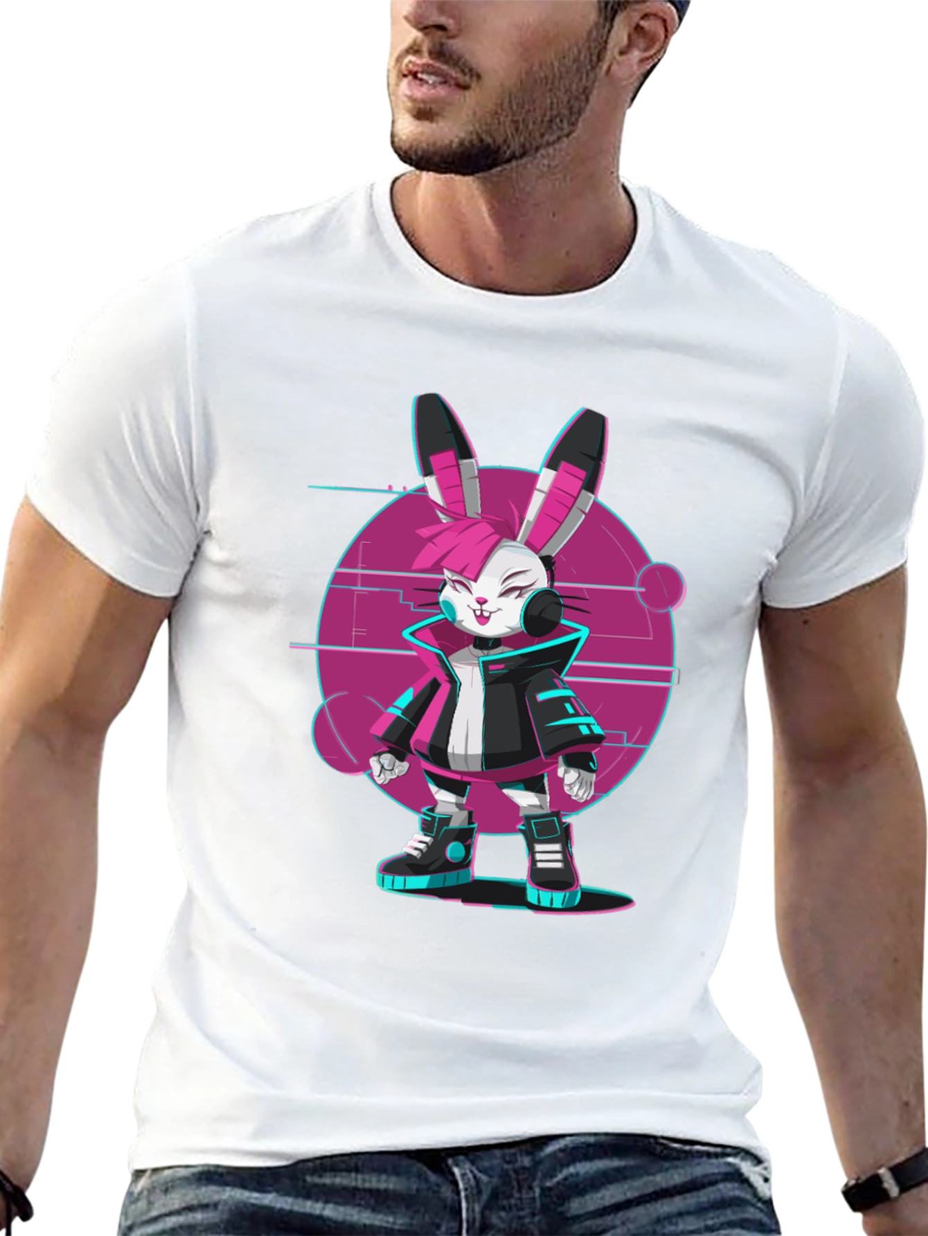 Cyberpunk Bunny T-Shirt - Edgy Streetwear Style