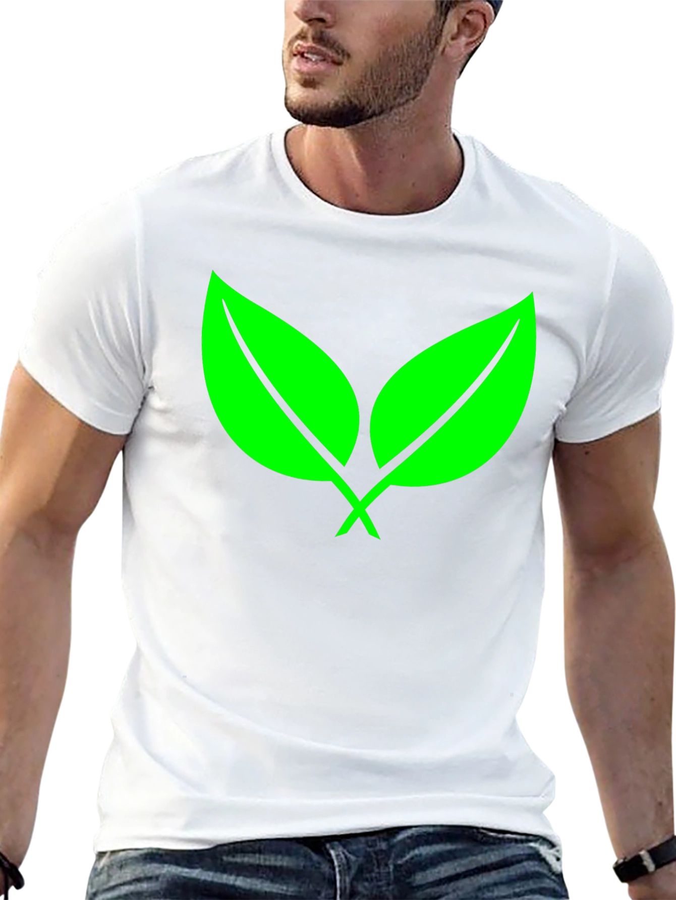 Eco-Friendly Green Leaf Black T-Shirt
