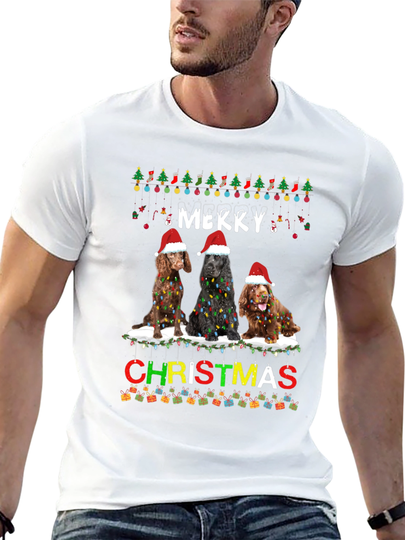 Merry Christmas Dogs Graphic T-Shirt