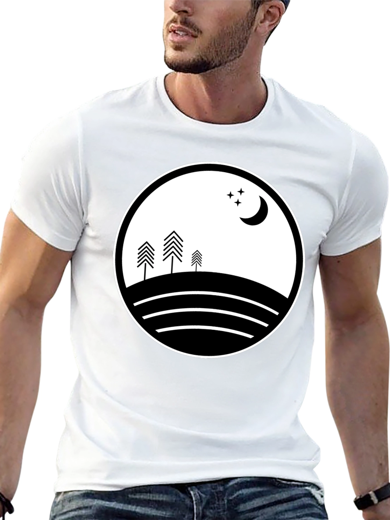 Nature Scene Black Graphic Tee