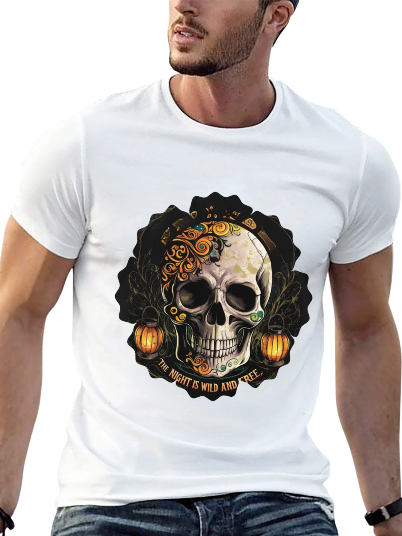 Wild Night Skull Graphic T-Shirt