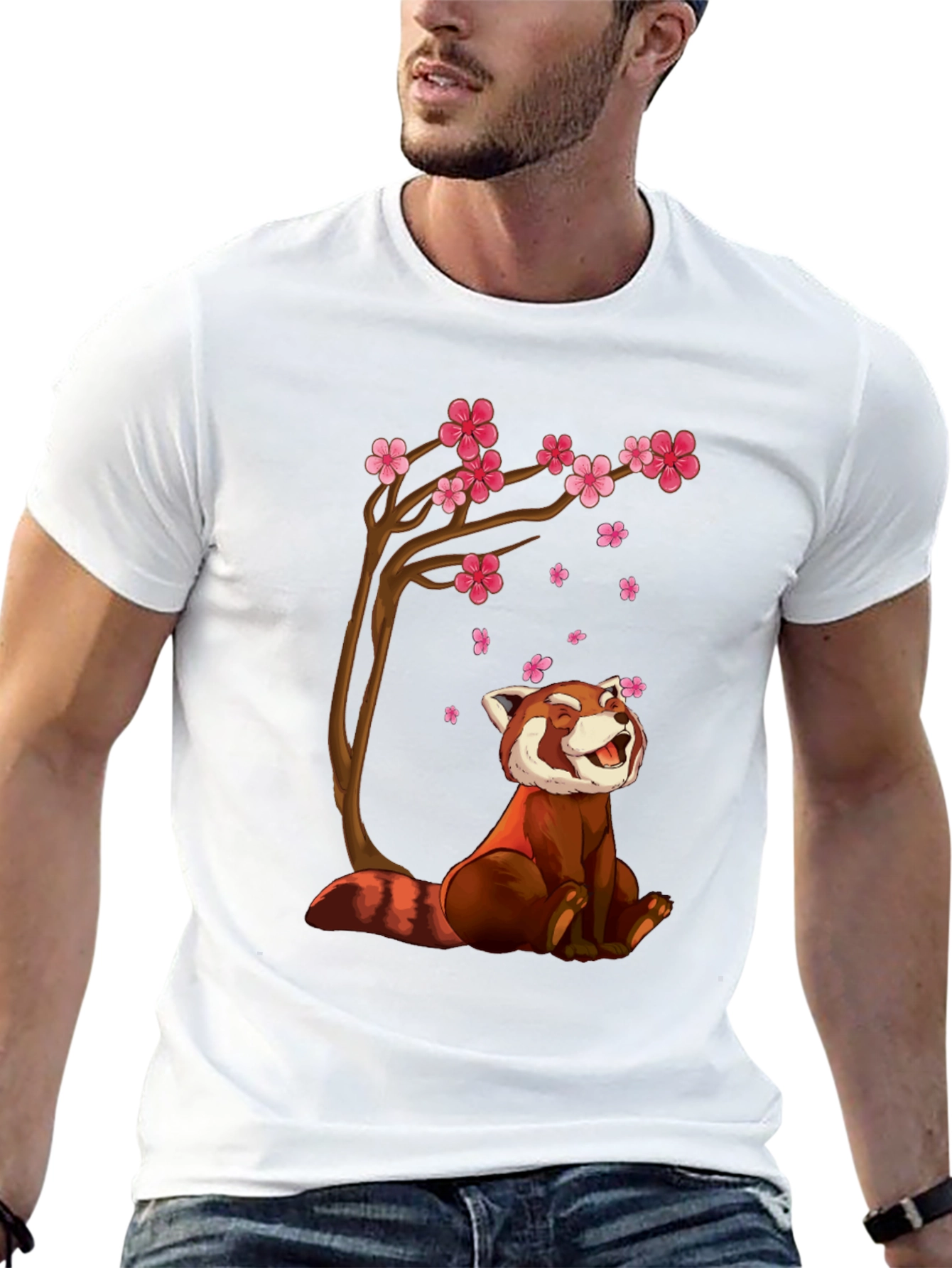 Red Panda Blossom Tree Graphic Tee