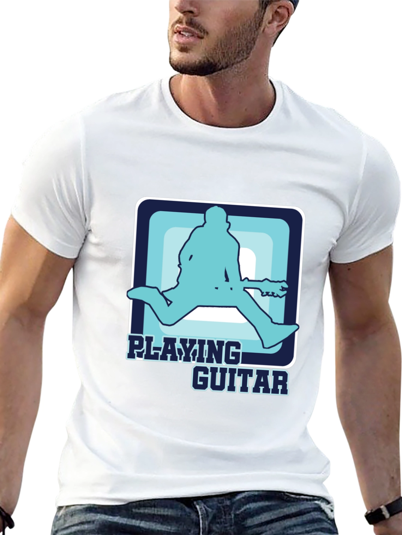 Playing Guitar T-Shirt Cool Graphic Musician Tee