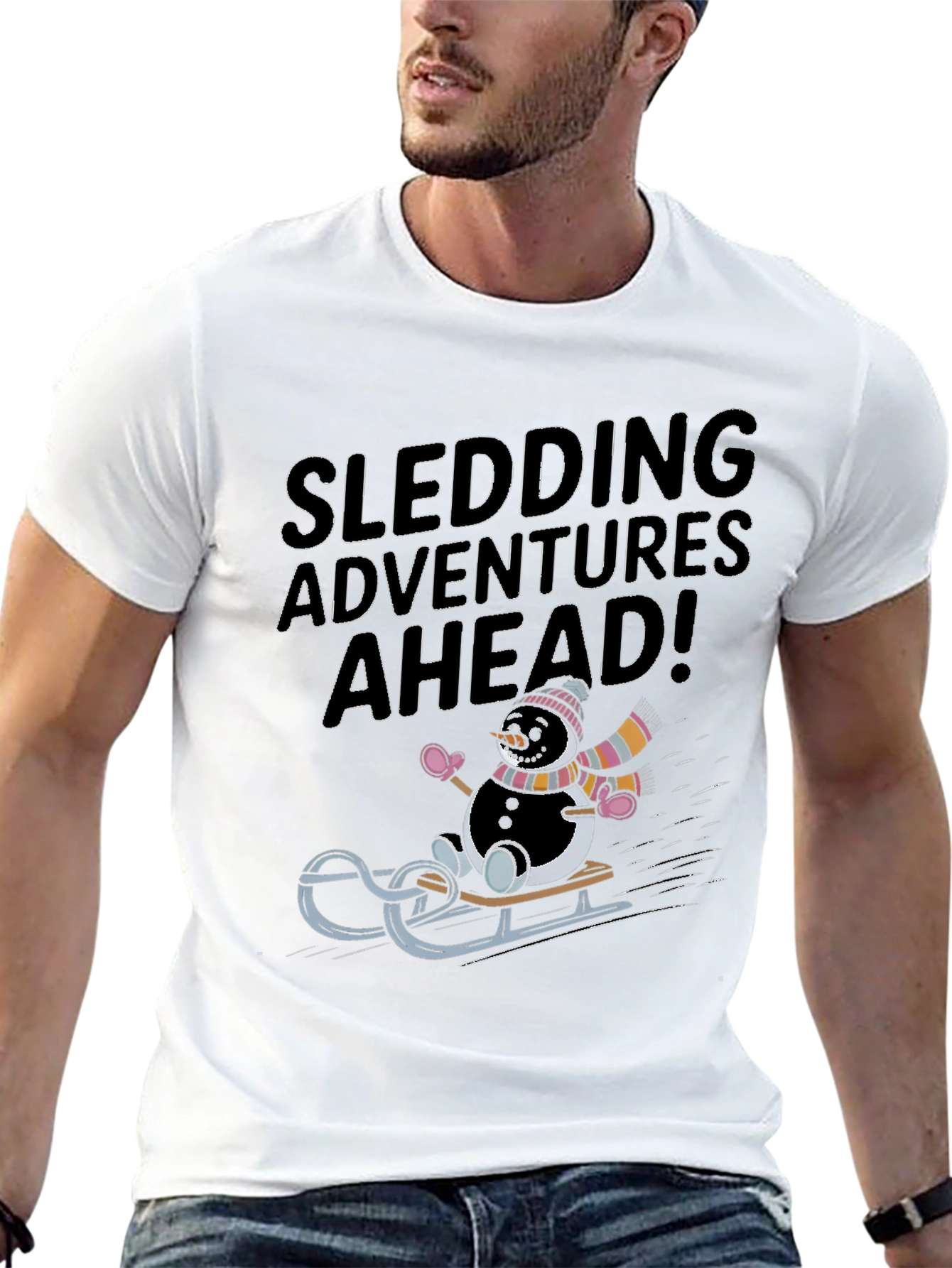 Sledding Adventures Ahead Black T-Shirt