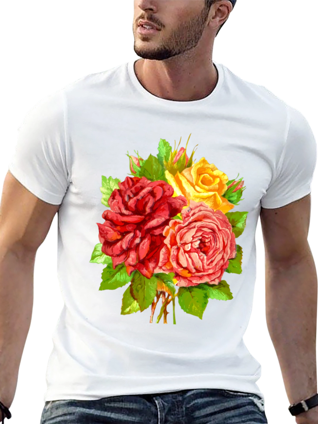 Floral Roses T-Shirt - Stylish Graphic Tee