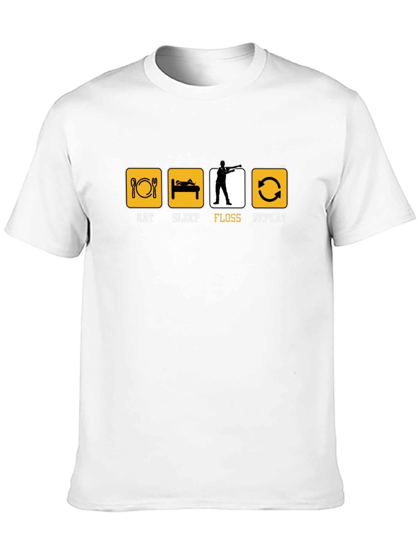 Eat Sleep Floss Repeat T-Shirt - Black Cotton Tee