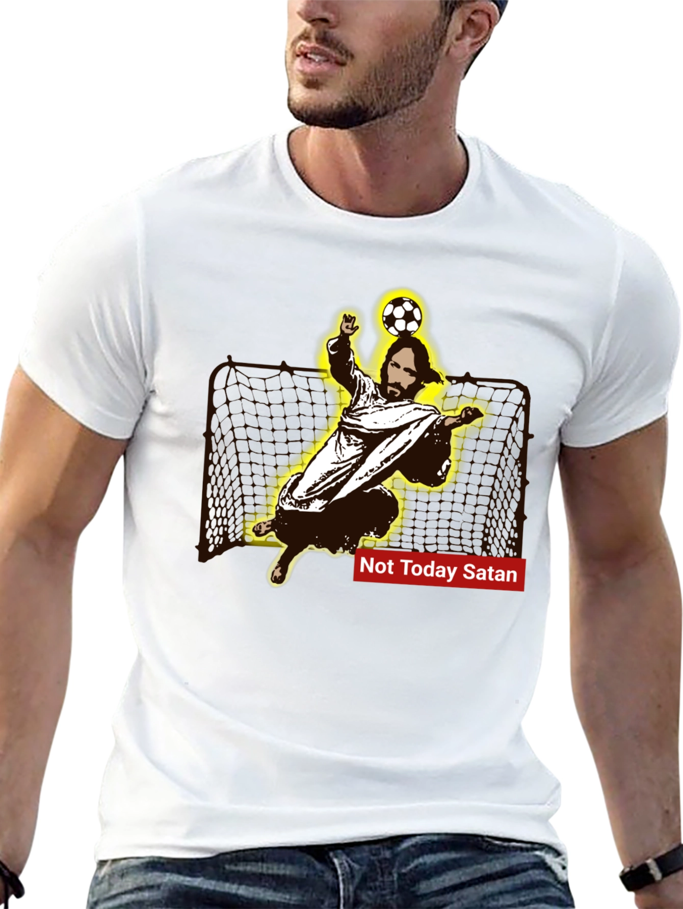 Jesus Soccer Save T-Shirt - Not Today Satan Tee