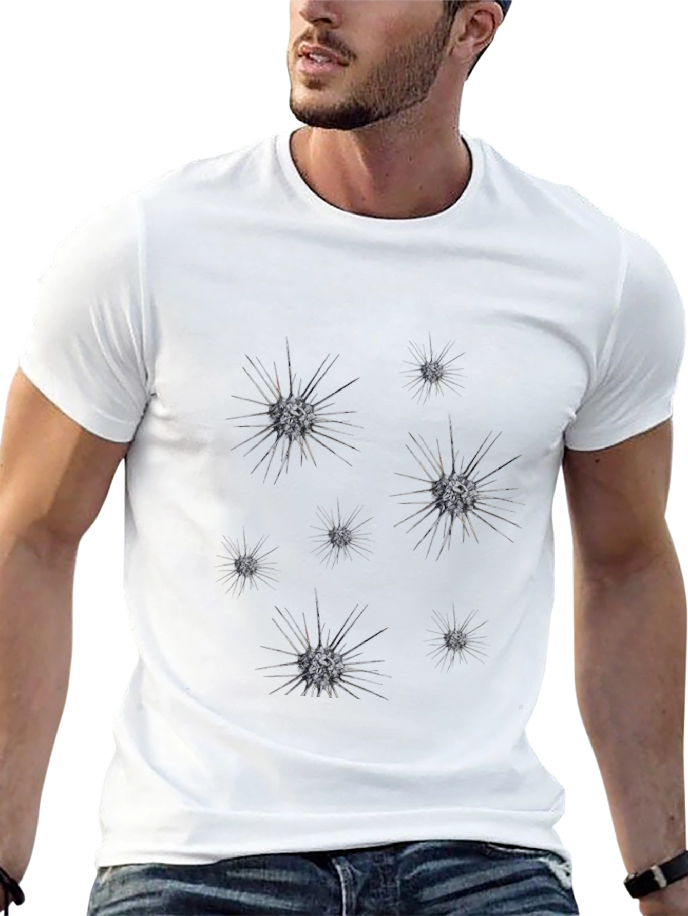 Spiky Celestial Orb Graphic Black T-Shirt