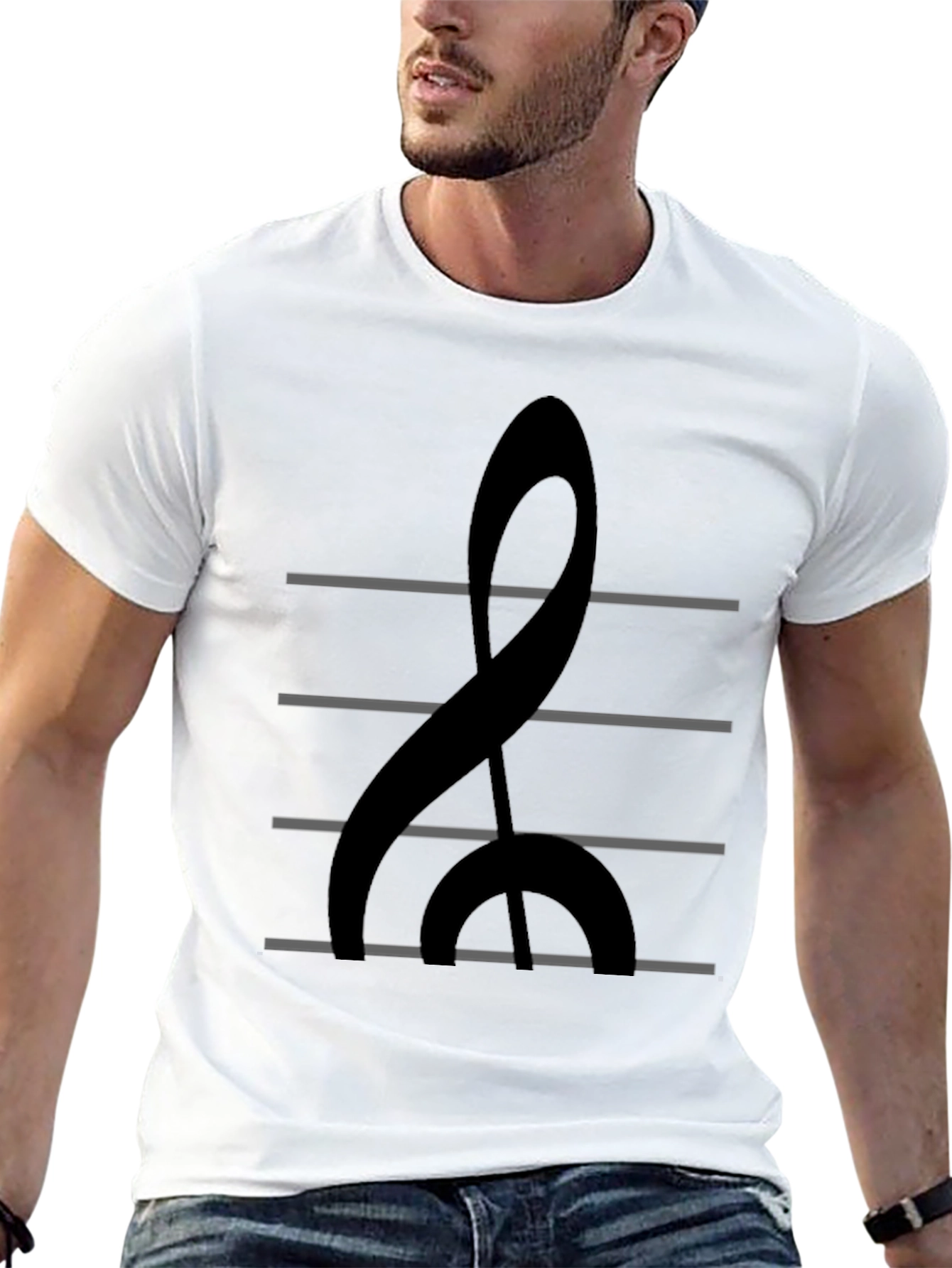 Musical Treble Clef Graphic Tee - Black Cotton Shirt