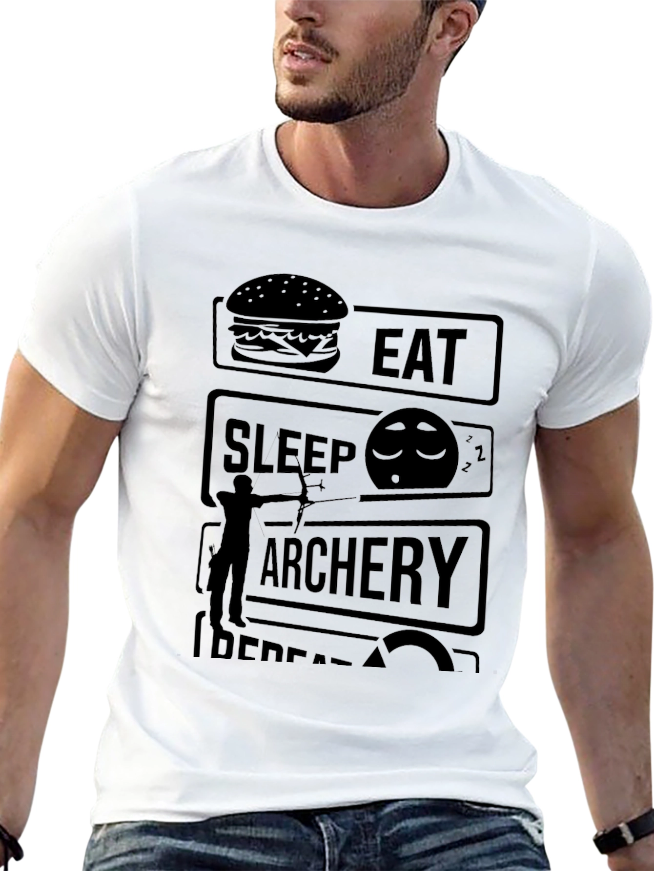 Eat Sleep Archery Repeat Black Graphic Tee