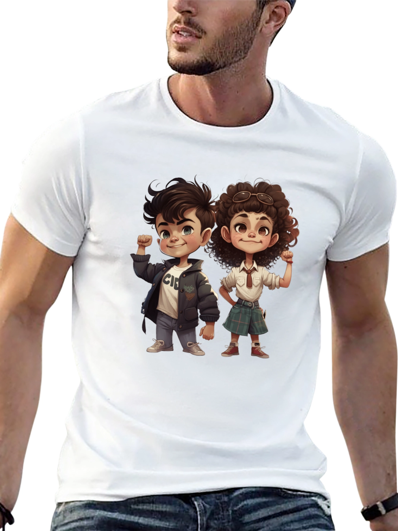 Cartoon Kids Graphic Tee - Black