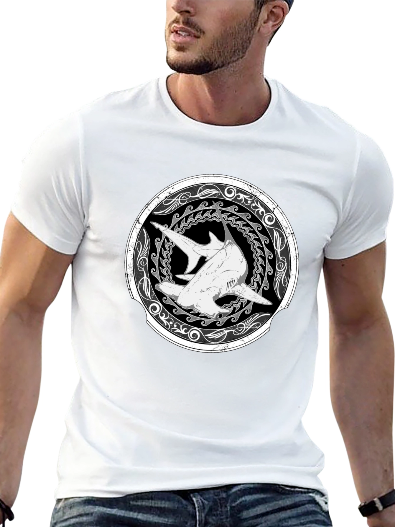 Hammerhead Shark Graphic T-Shirt - Black