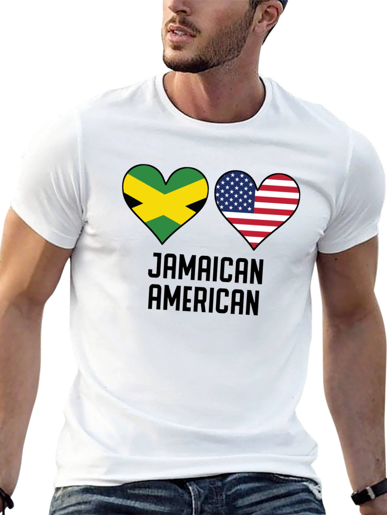 Jamaican American Flag Heart T-Shirt