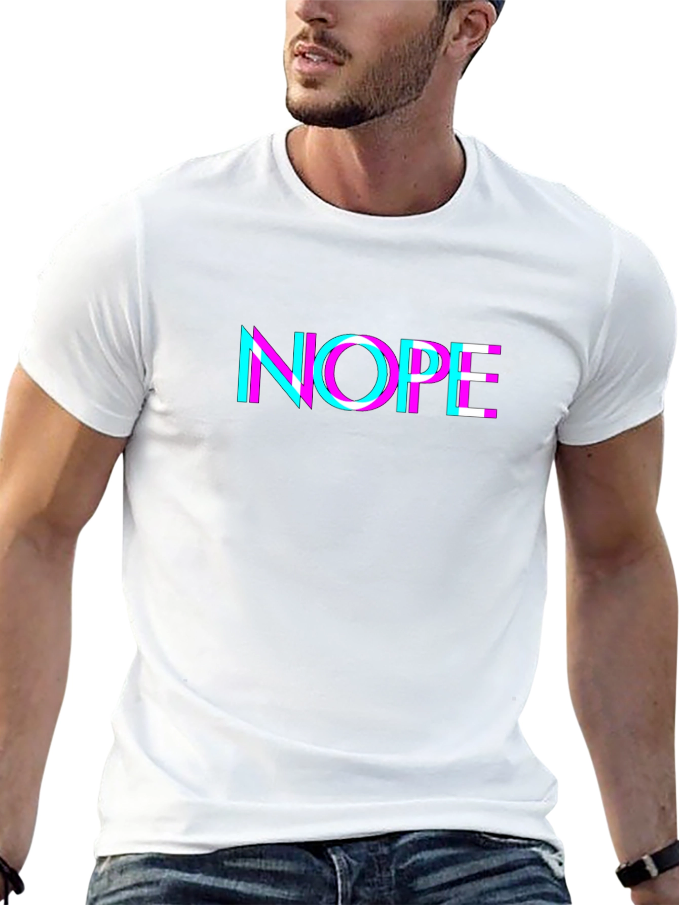 Nope Glitch Graphic Tee - Bold Statement Shirt