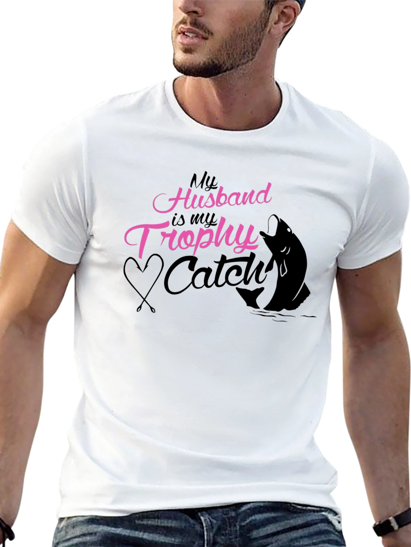 My Husband is my Trophy Catch - Black T-Shirt