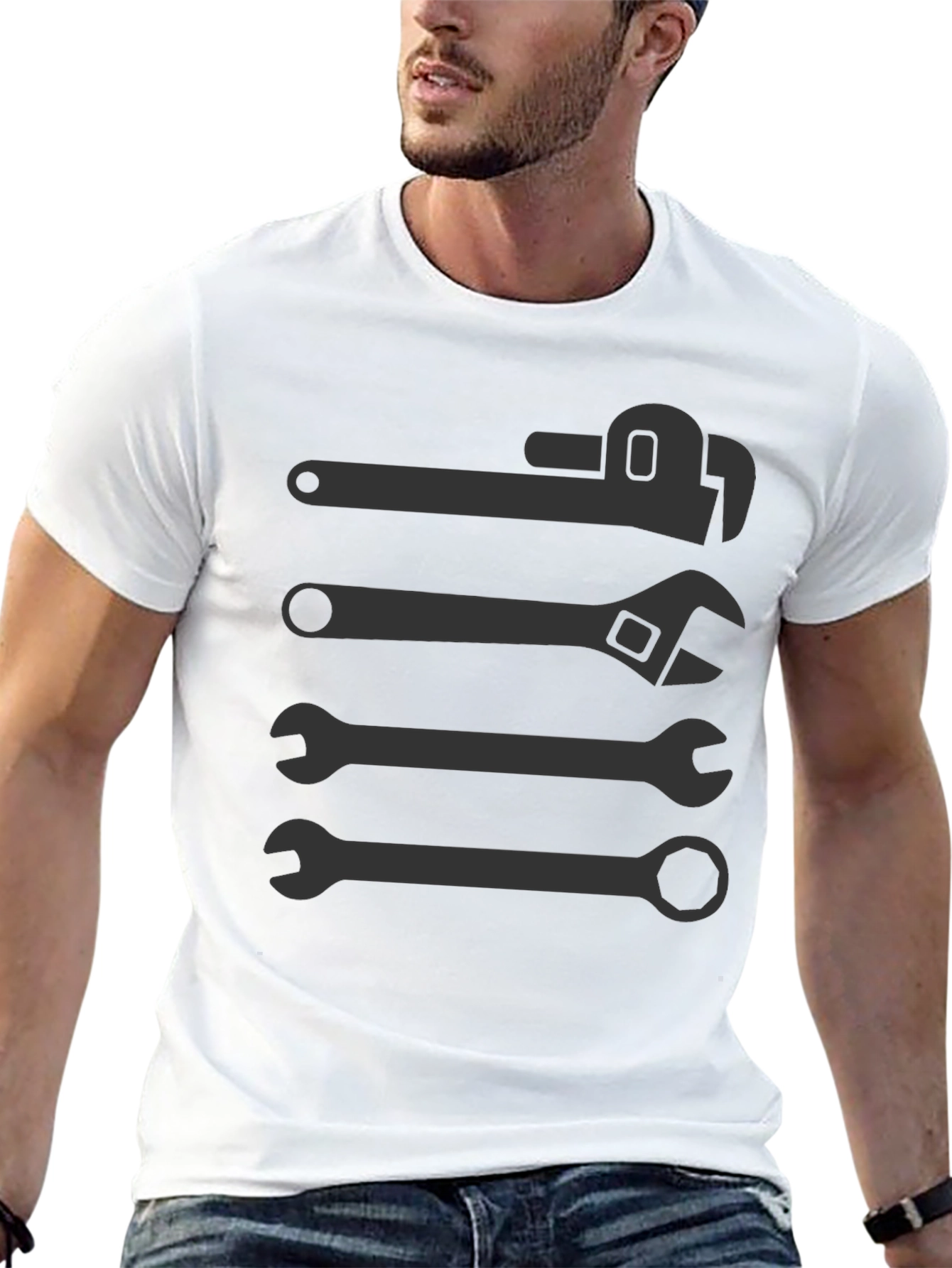 Wrench Graphic Tee - Black Crew Neck T-Shirt