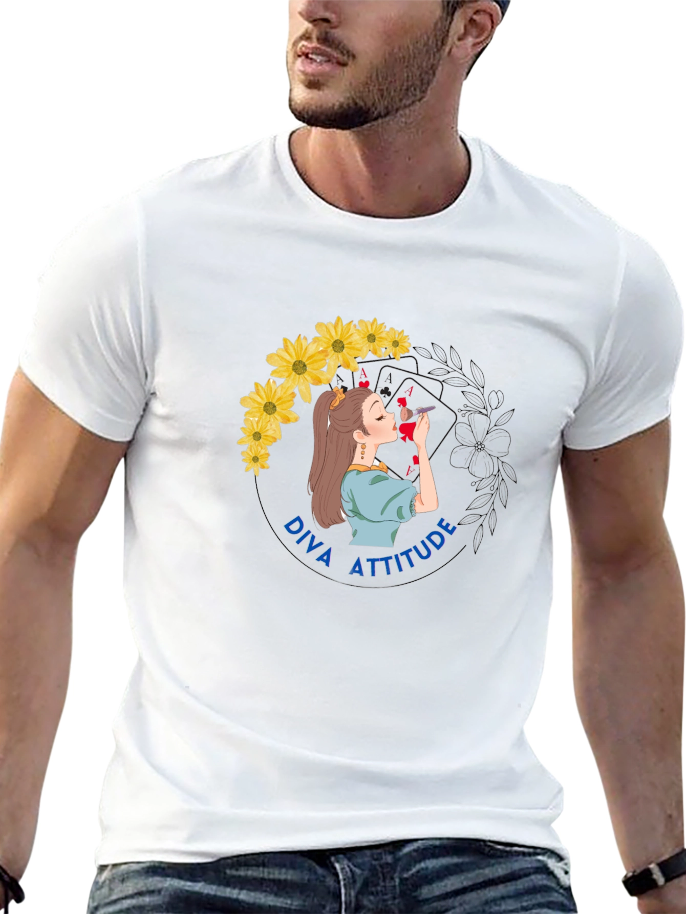 Diva Attitude Graphic Print Black T-Shirt