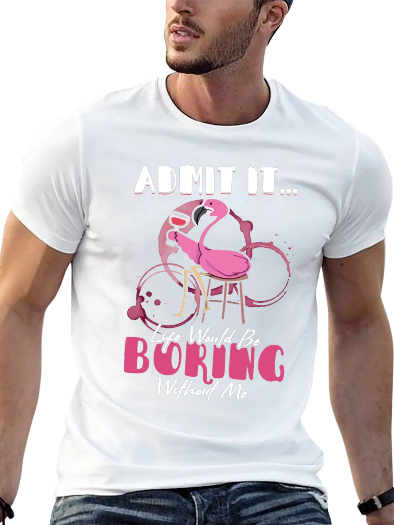 Funny Flamingo Graphic T-Shirt - Admit It...