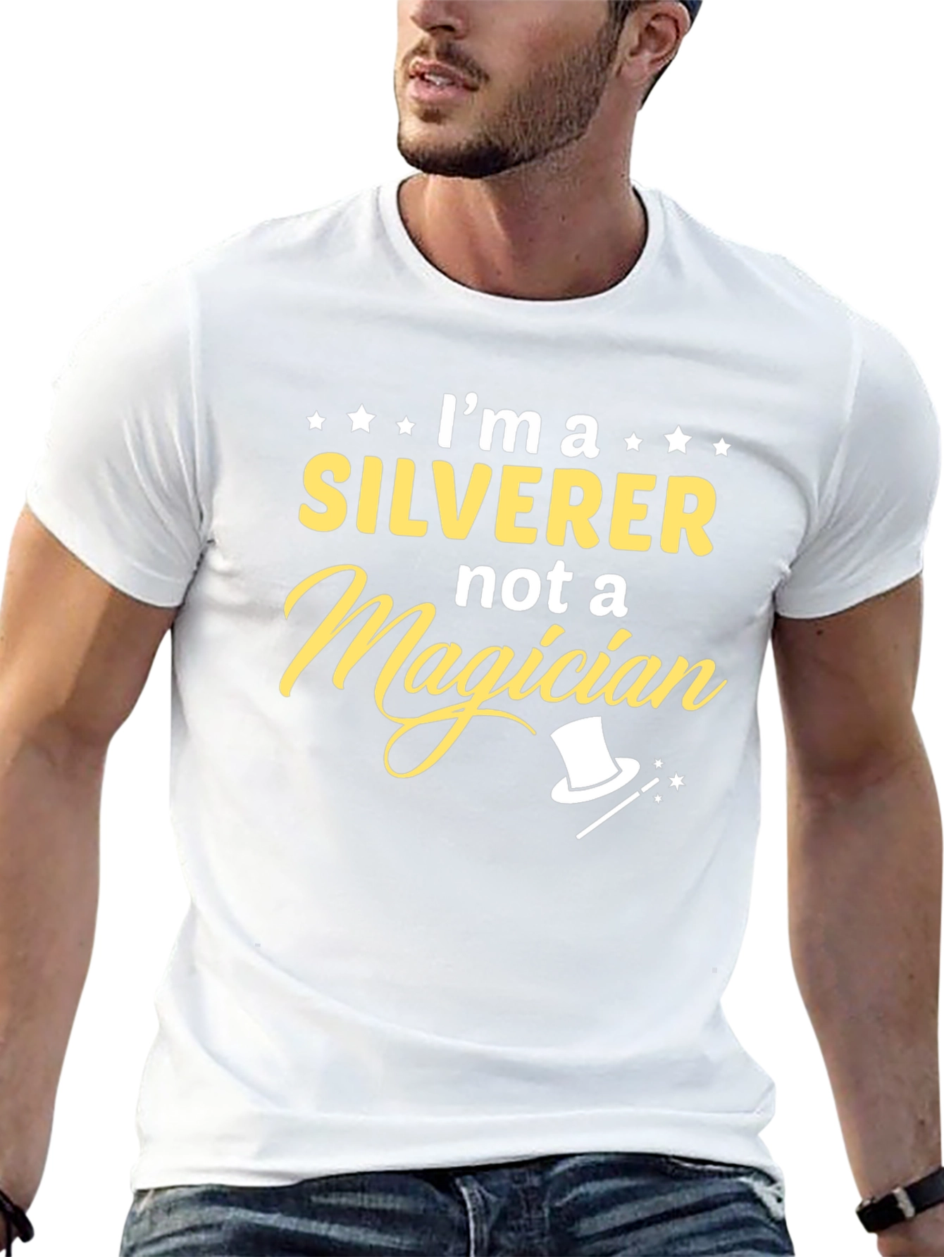 SILVERER not a Magician Black Graphic Tee