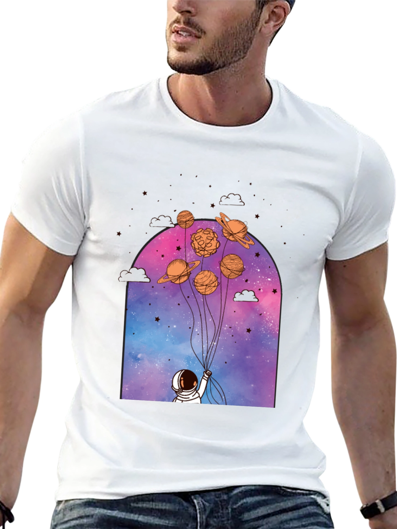 Astronaut Planets Graphic T-Shirt