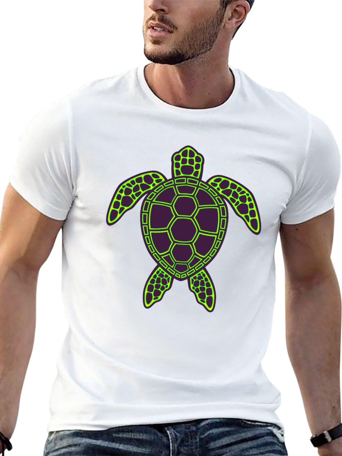 Turtle Graphic Tee - Unique Neon Design