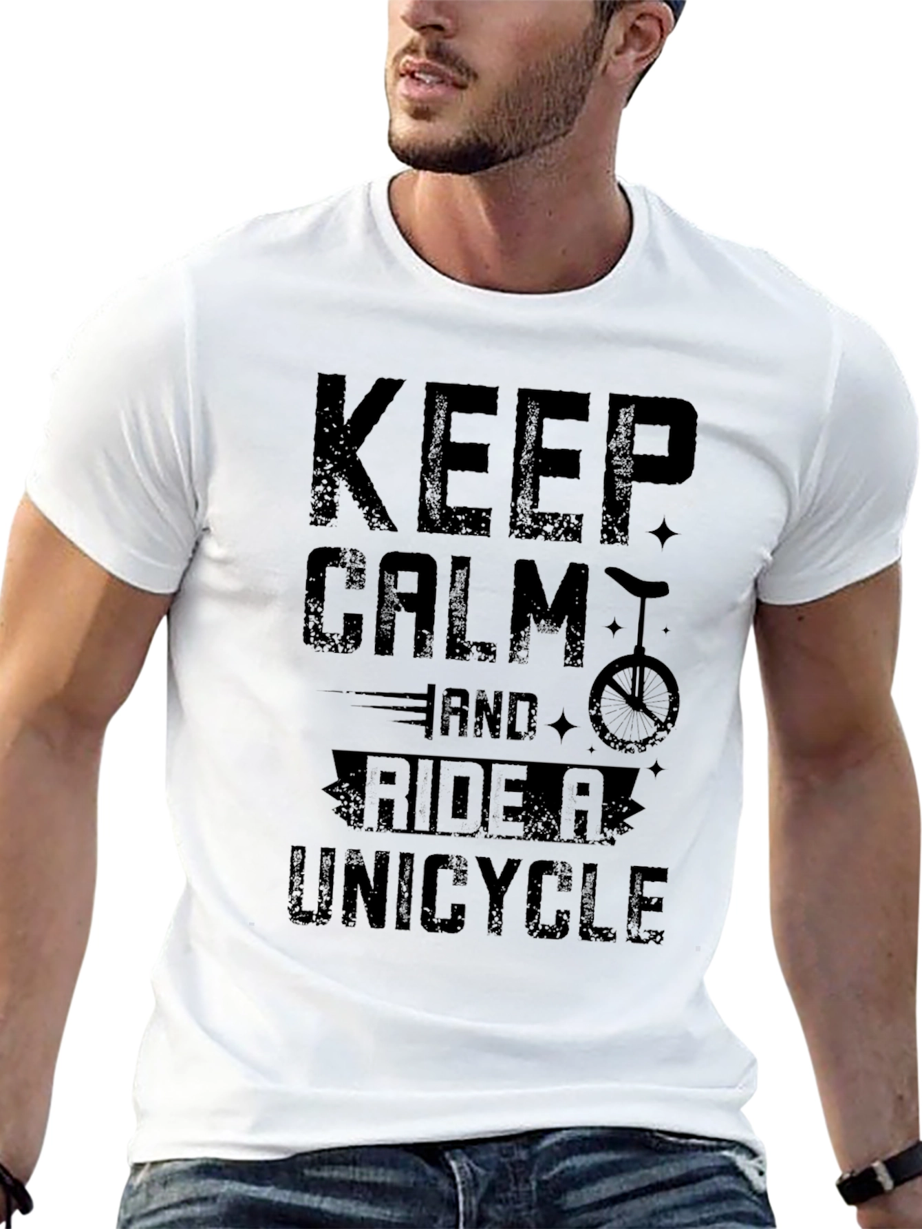 Keep Calm and Ride a Unicycle Mens Black T-Shirt