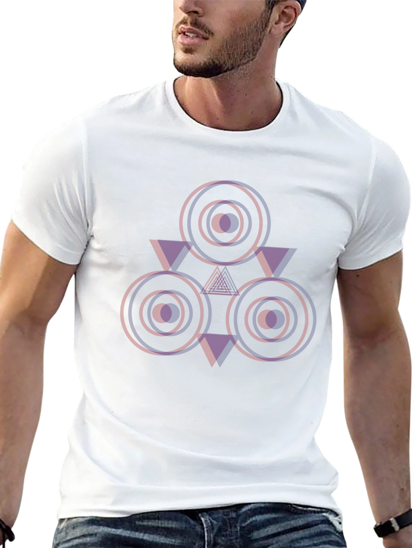 Geometric Circle Triangle Graphic T-Shirt