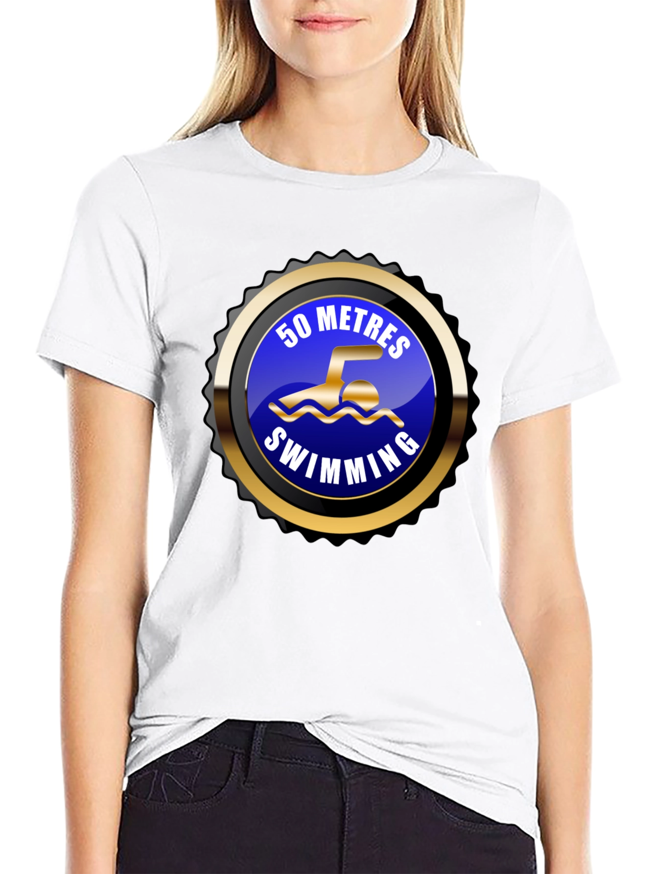 50 Metres Swimming Black T-Shirt