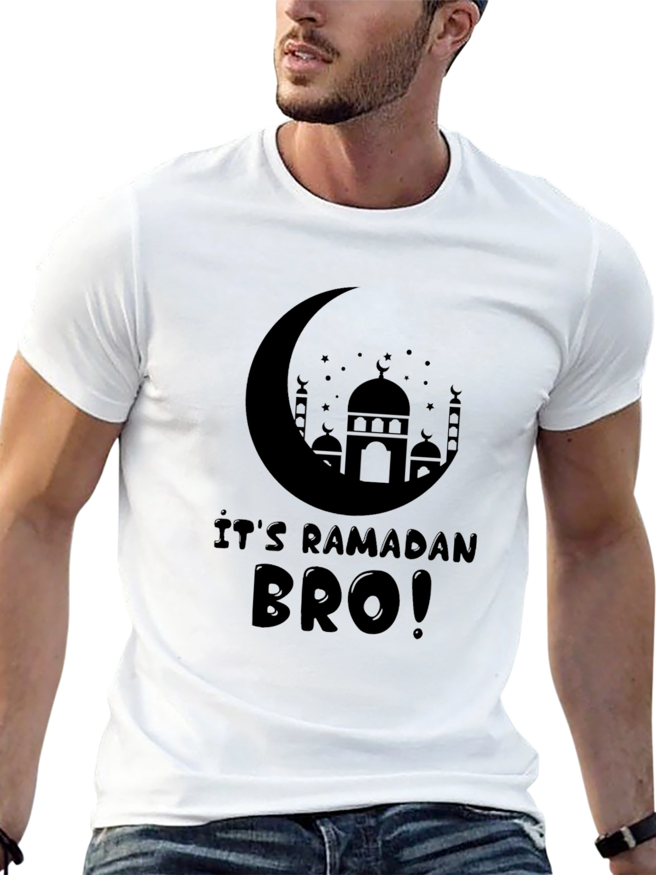 Ramadan Bro T-Shirt - Crescent Moon & Mosque