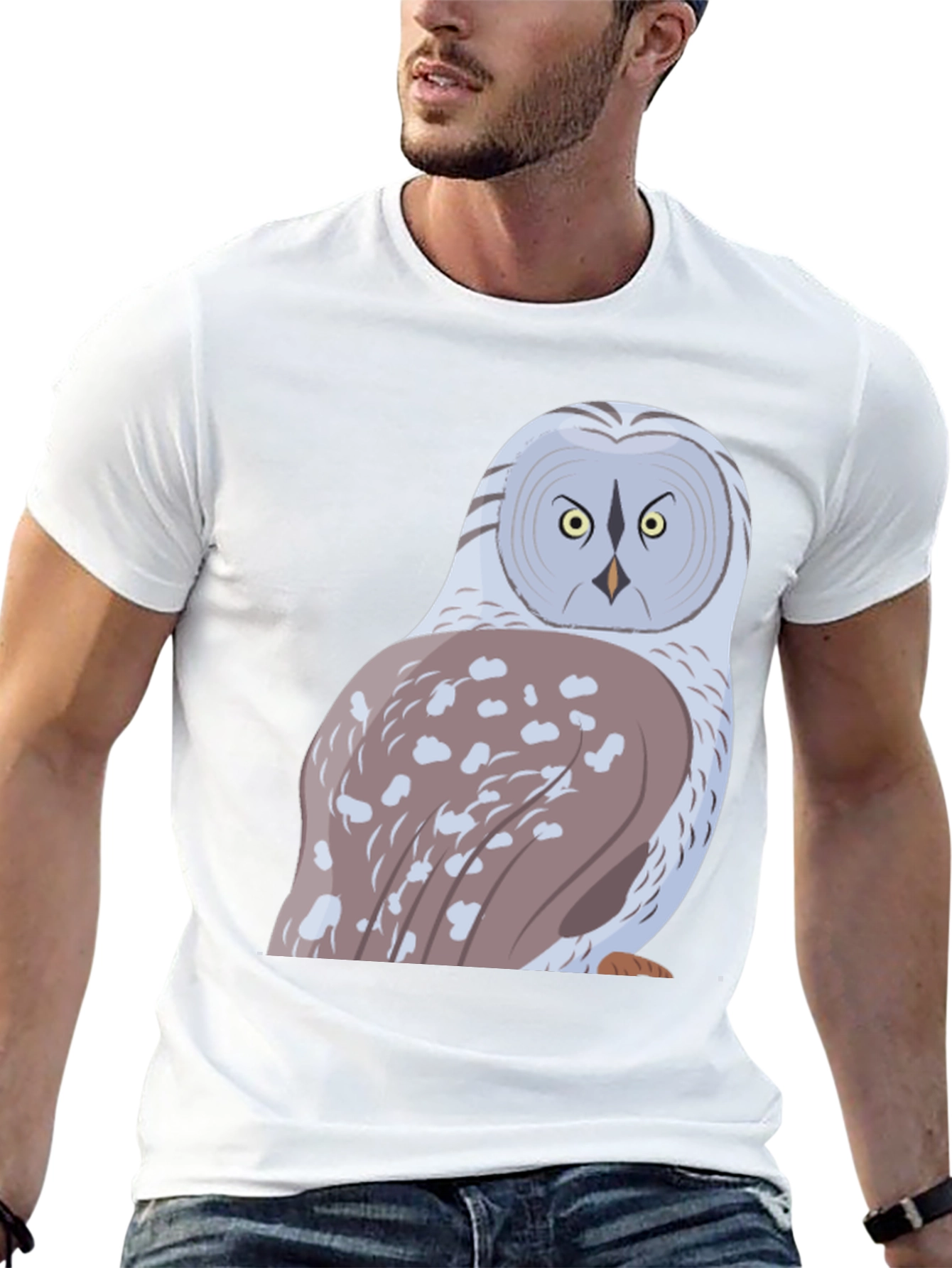 Owl Graphic Print T-Shirt - Black