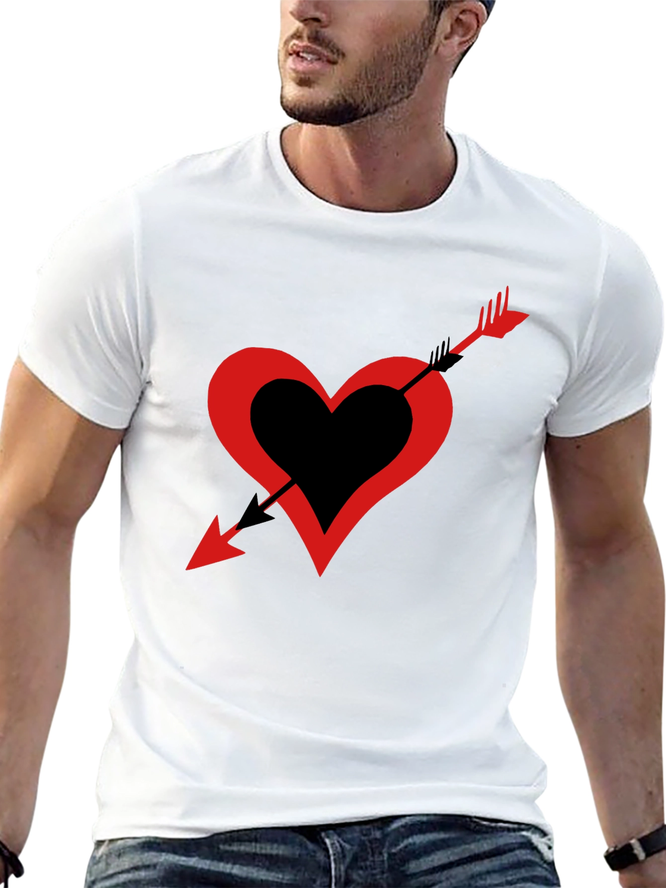Heart Arrow Graphic Tee - Black Casual Shirt
