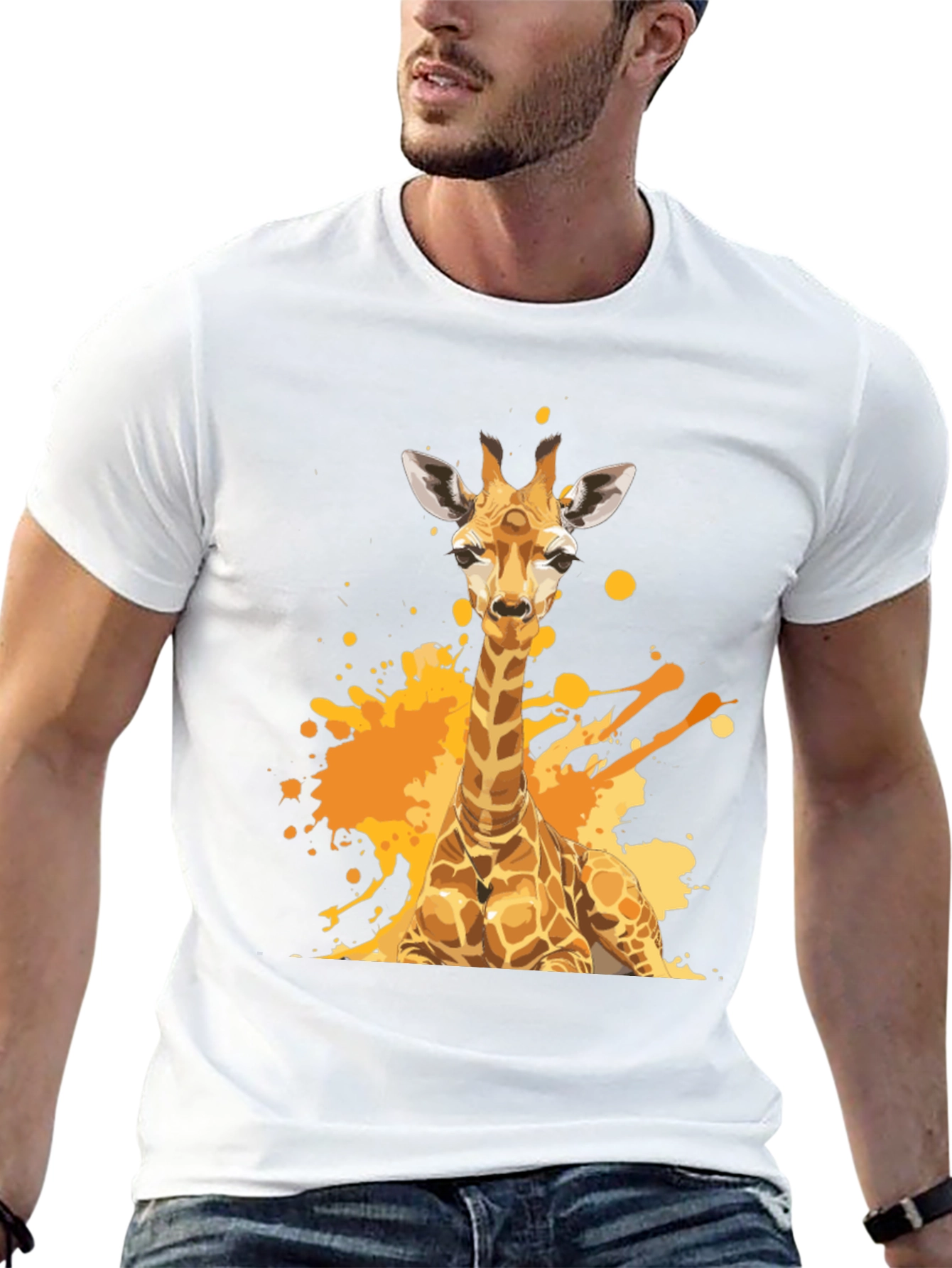 Giraffe Splash T-Shirt - Artistic Animal Tee