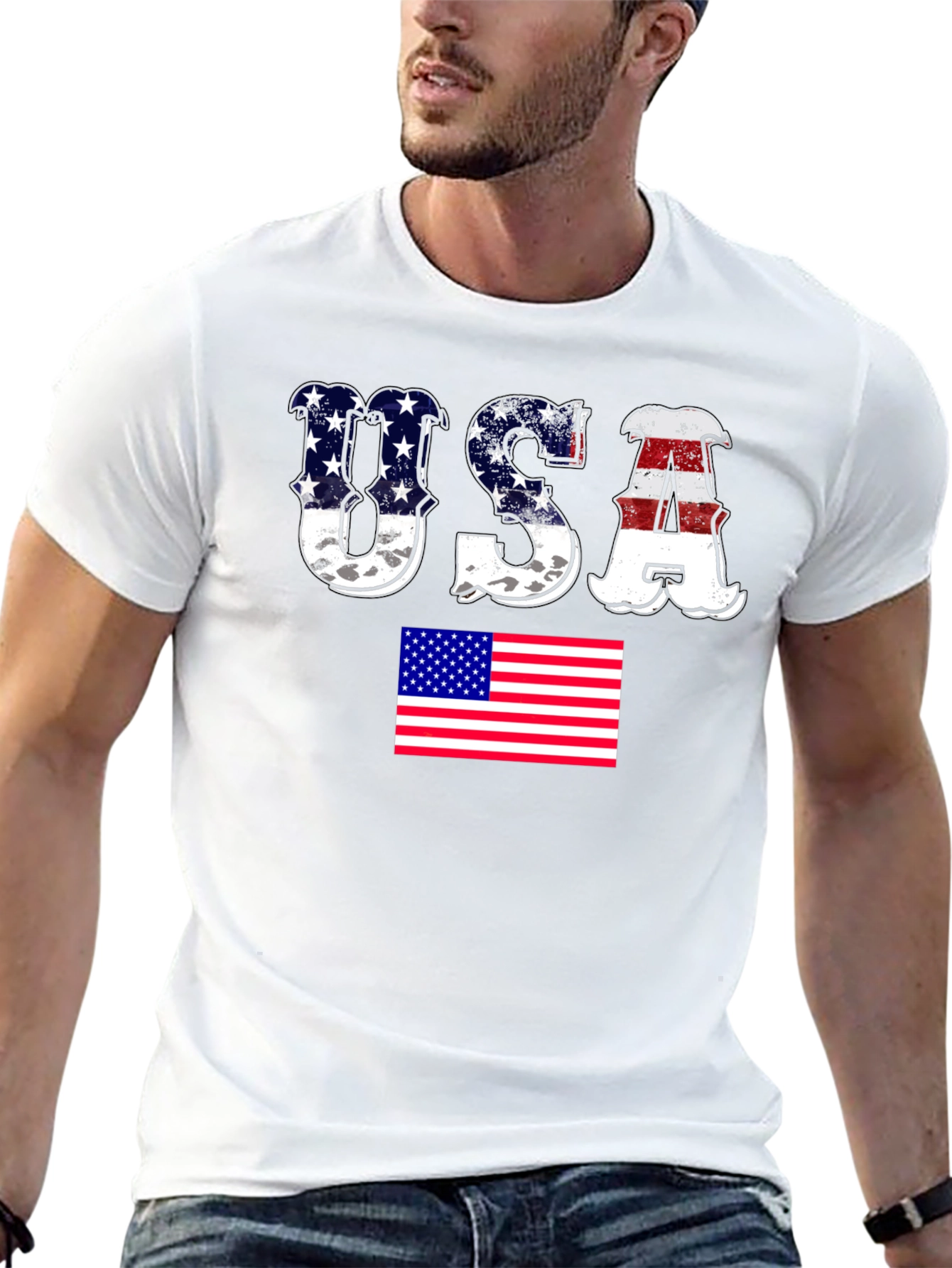 USA Flag Patriotic Graphic T-Shirt