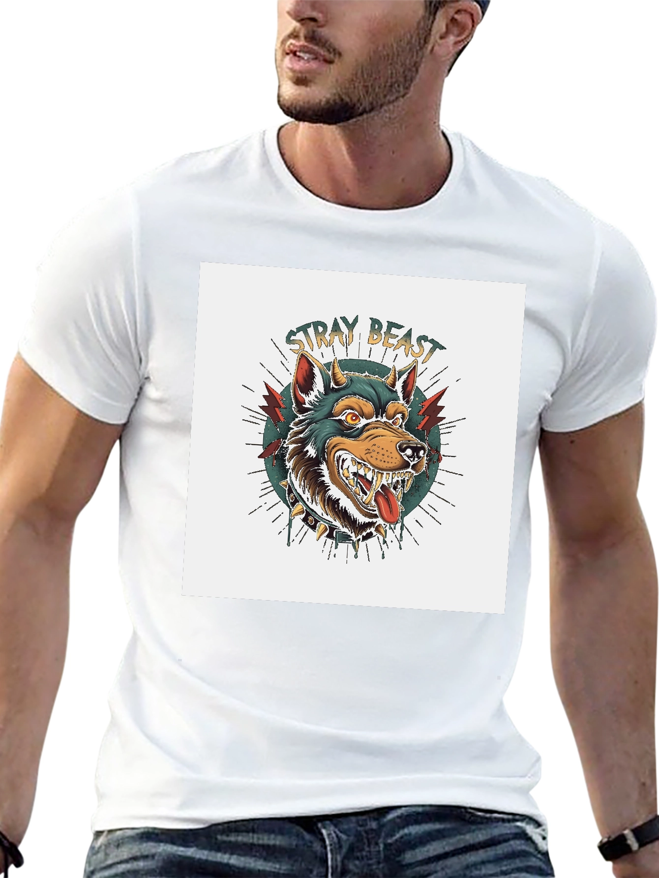 Stray Beast Graphic Tee - Black Cotton