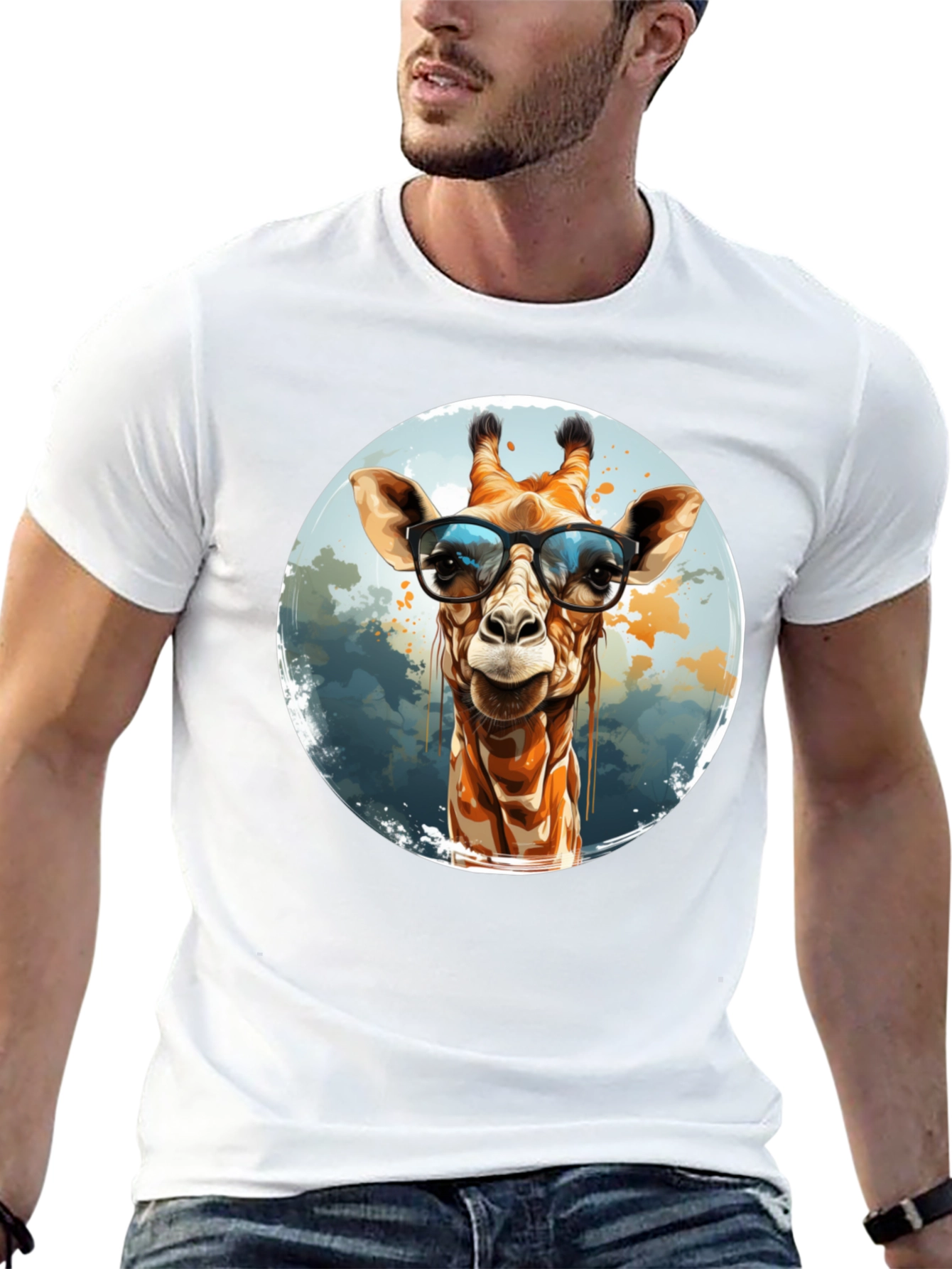 Giraffe with Glasses Graphic Tee