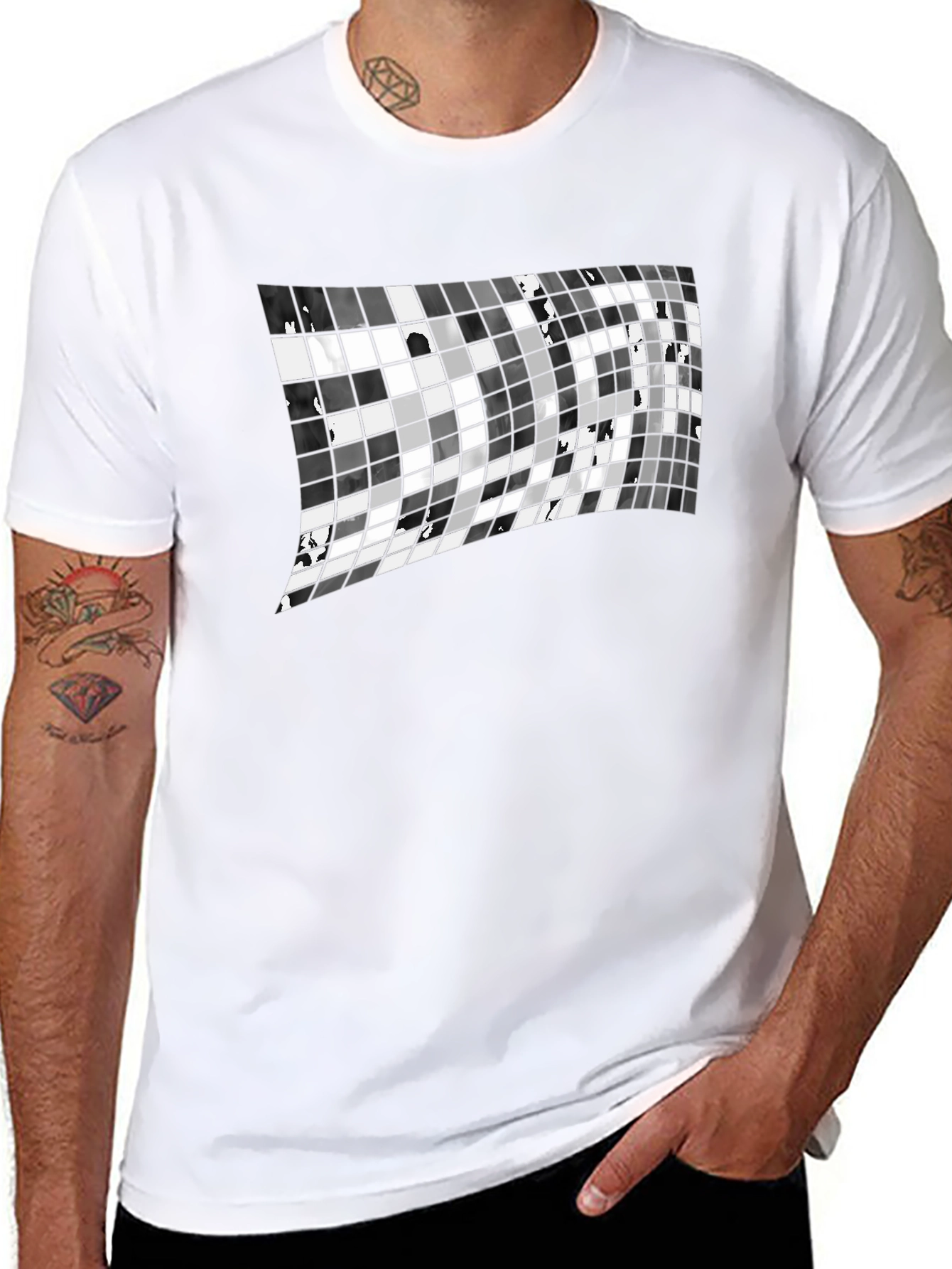 Abstract Grid Tee - Modern Graphic Print T-Shirt