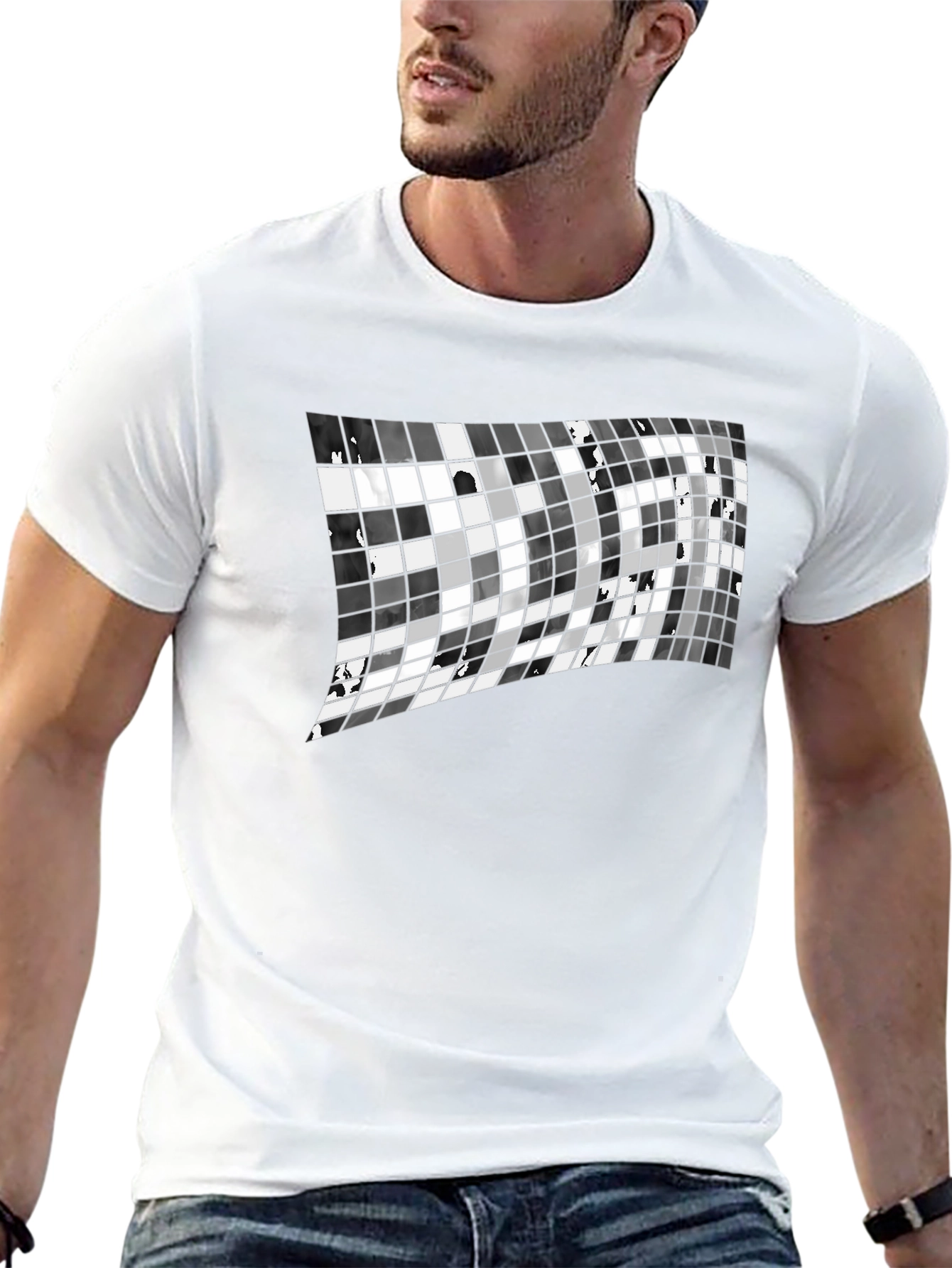 Abstract Grid Tee - Modern Graphic Print T-Shirt