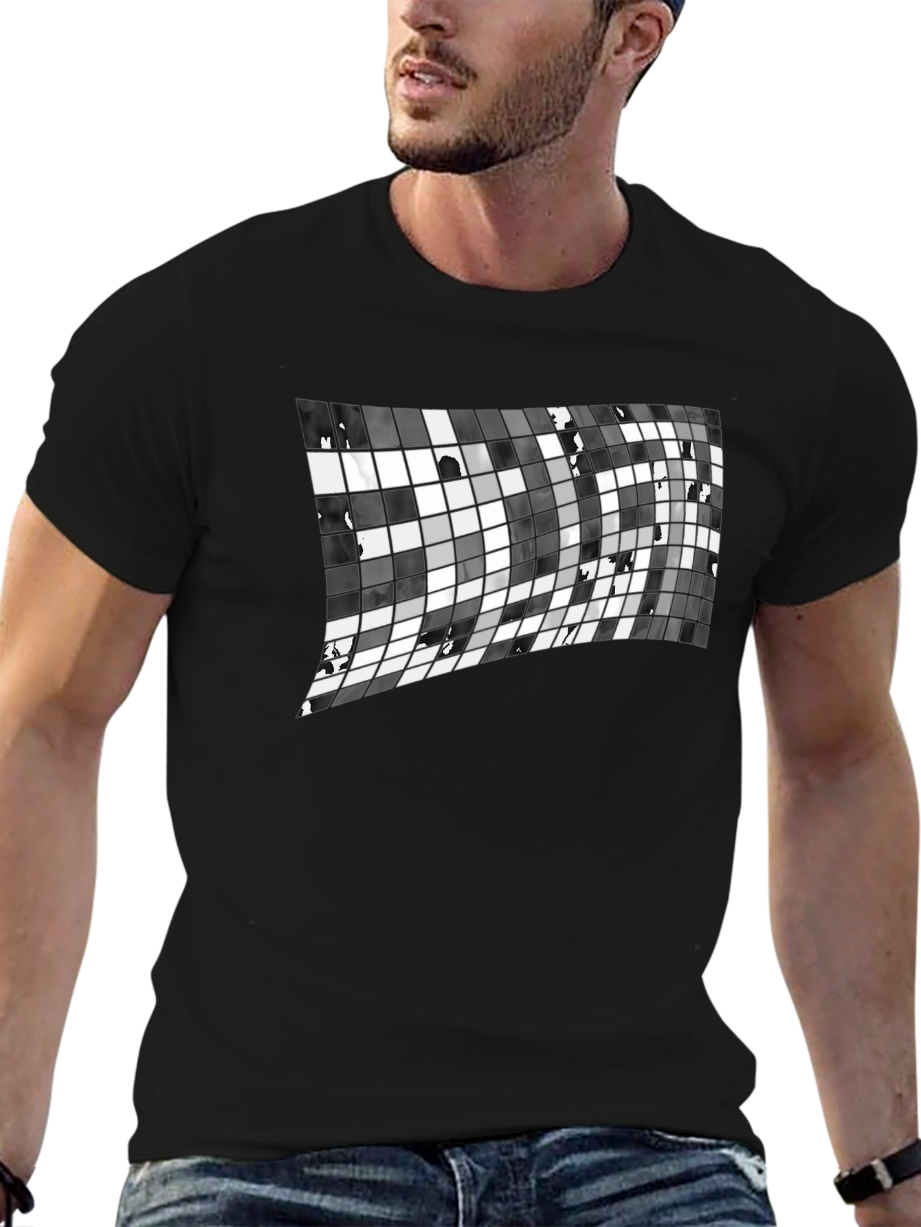 Abstract Grid Tee - Modern Graphic Print T-Shirt