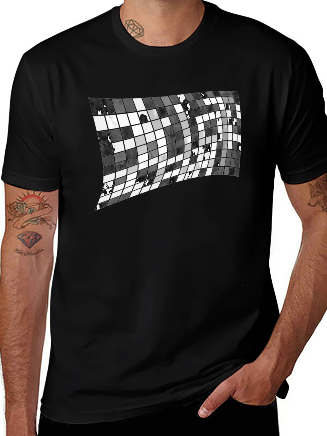 Abstract Grid Tee - Modern Graphic Print T-Shirt