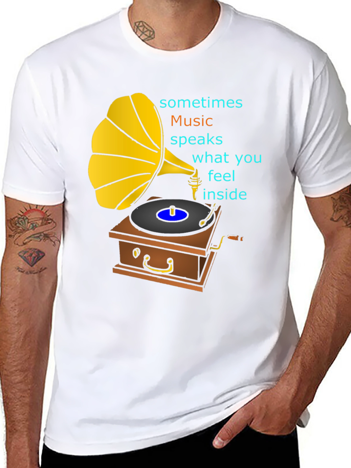 Retro Music T-Shirt - Gramophone Graphic Tee