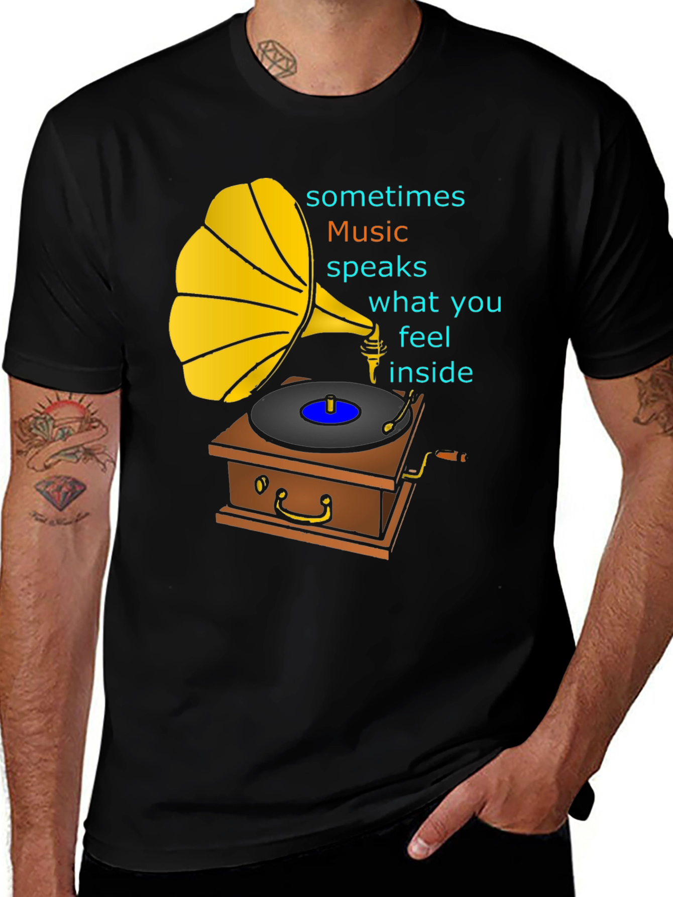 Retro Music T-Shirt - Gramophone Graphic Tee
