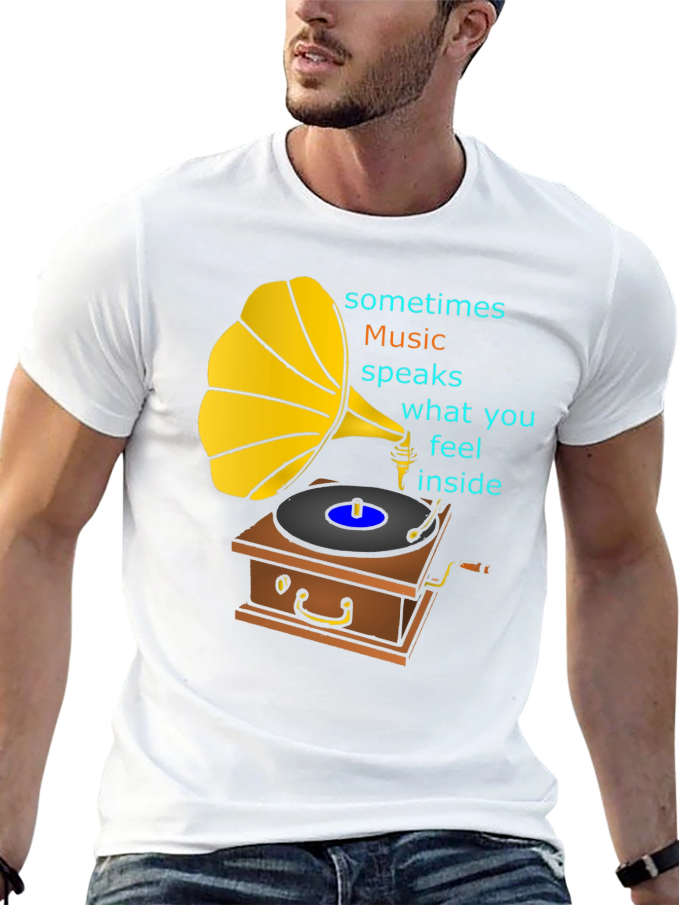 Retro Music T-Shirt - Gramophone Graphic Tee