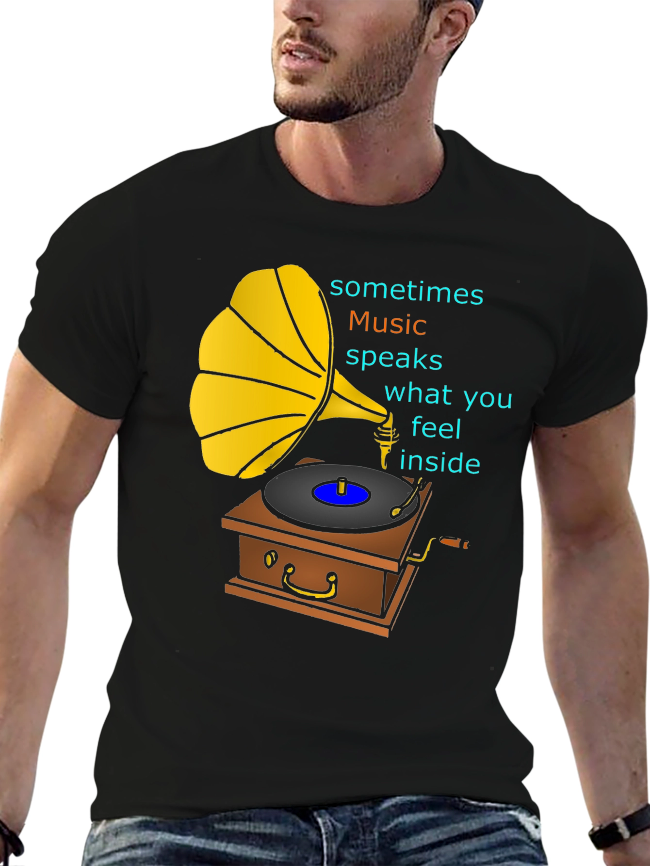Retro Music T-Shirt - Gramophone Graphic Tee