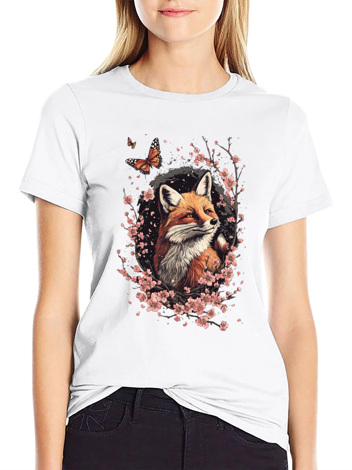 Fox & Cherry Blossom Graphic Tee