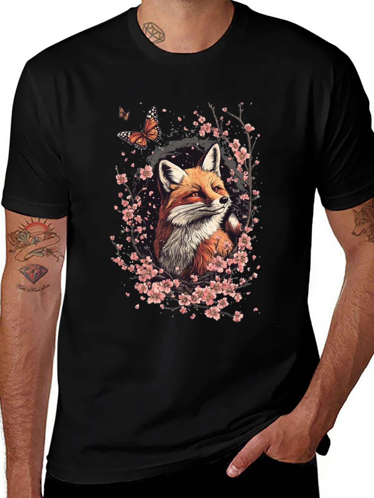 Fox & Cherry Blossom Graphic Tee