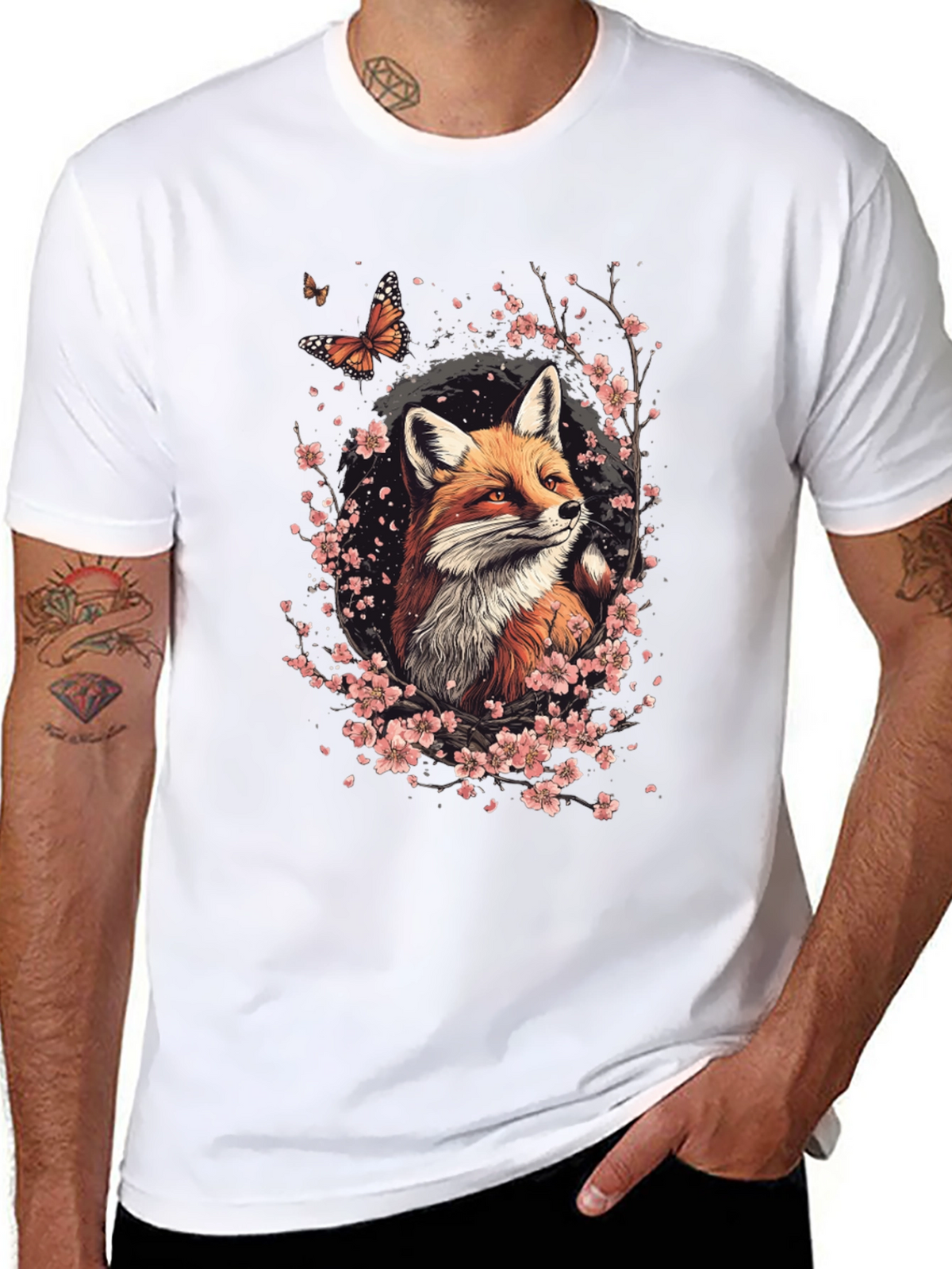 Fox & Cherry Blossom Graphic Tee