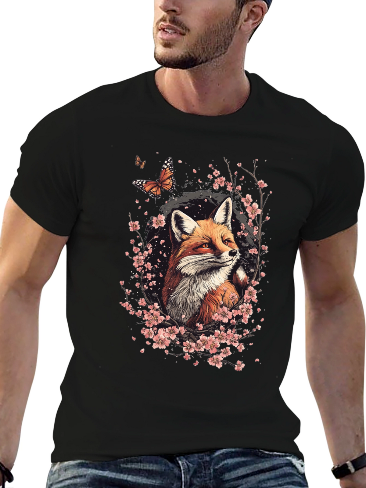 Fox & Cherry Blossom Graphic Tee