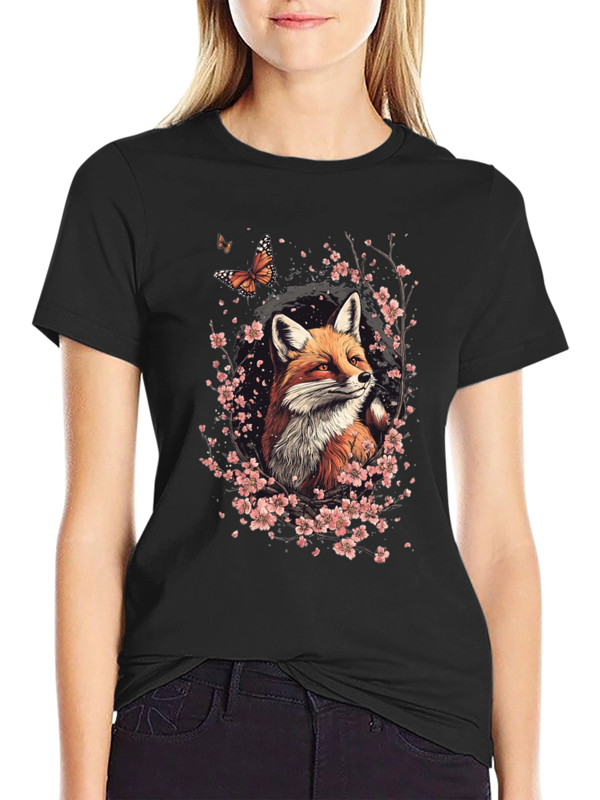 Fox & Cherry Blossom Graphic Tee