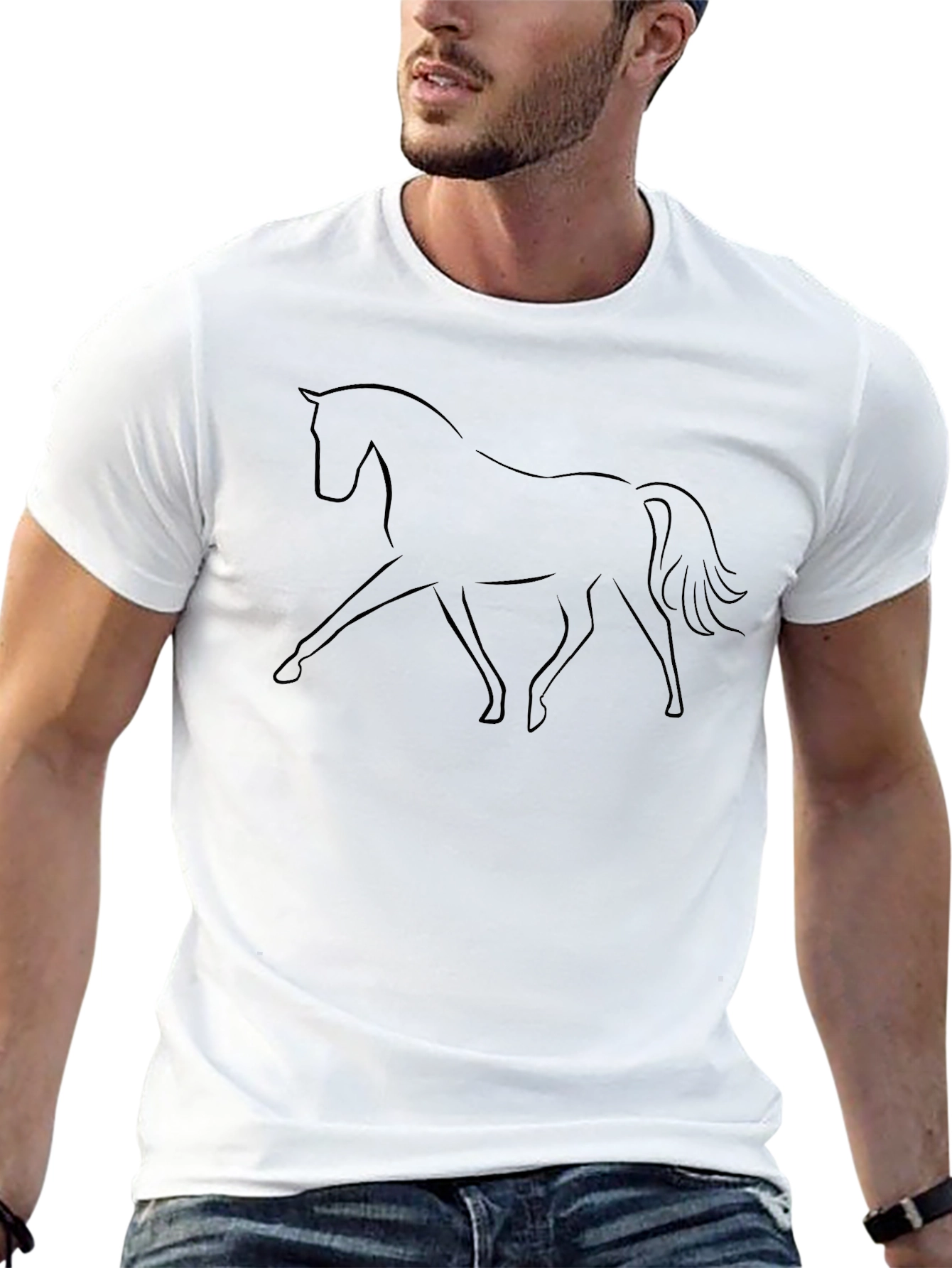 Minimalist Horse Graphic Black T-Shirt