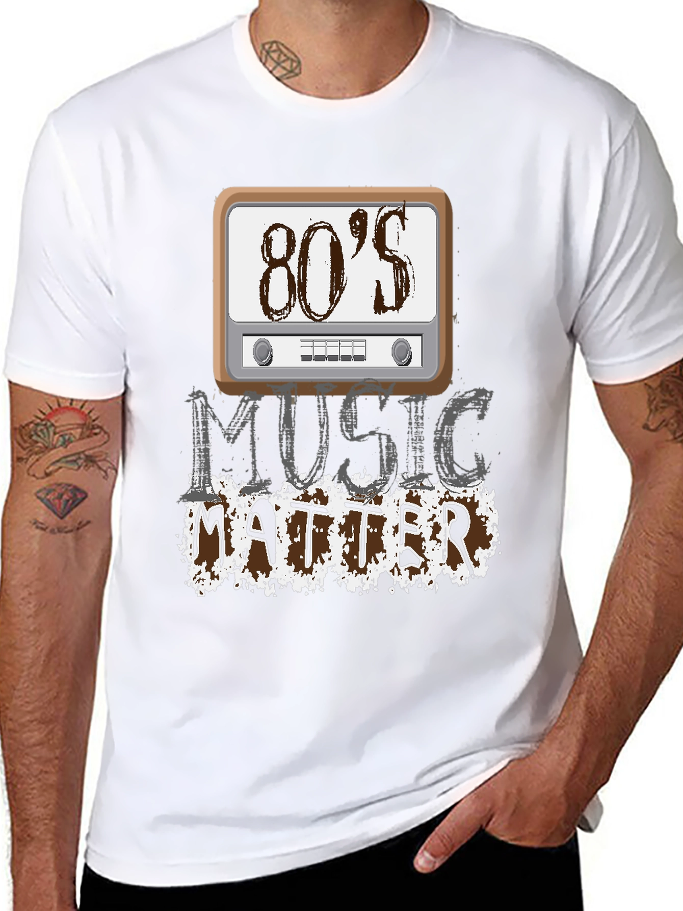 80s Music Matters Graphic T-Shirt - Black